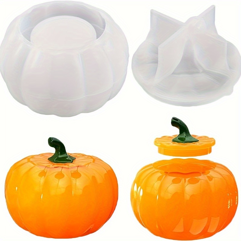 Candle Holder Supplies - 2pcs Pumpkin Jar Silicone Molds Halloween