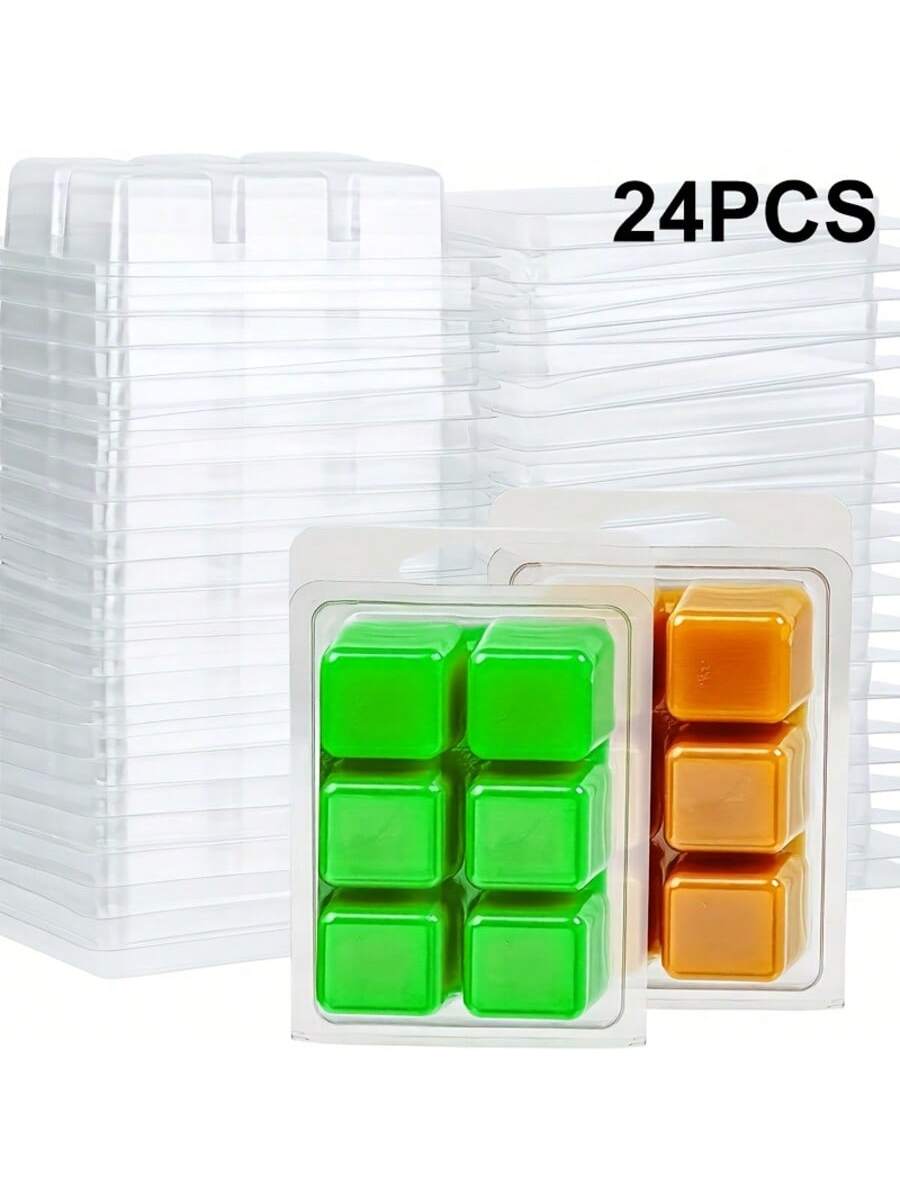 Candle Making Supplies Jars - 12/24 Pieces Rectangular 6-Hole Clear Plastic