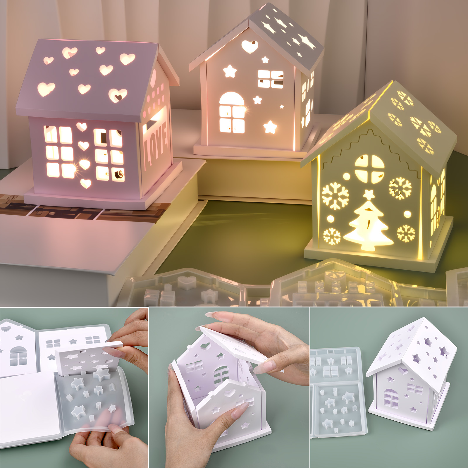 3D House Silicone Mold DIY Chr - Candle Holder Supplies recension och pris