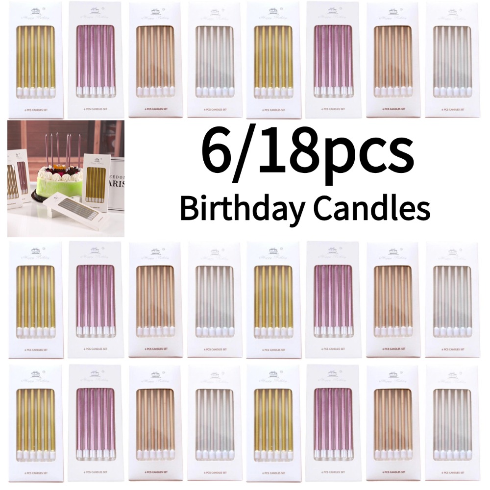 6/18pcs Metal Gold Silver Birt - Candle Supply recension och pris